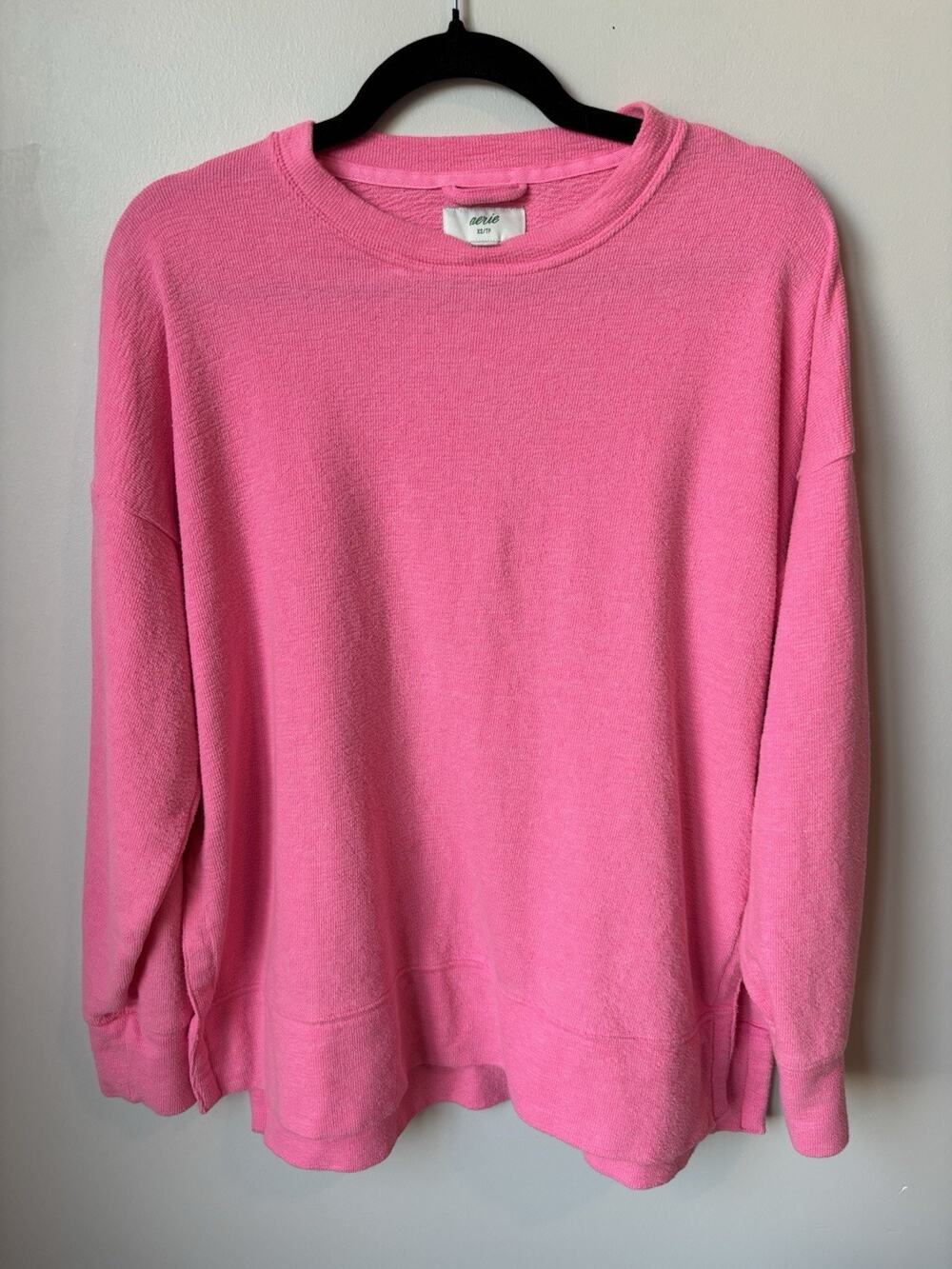 Aerie Hot Pink Long Sleeve Textured Pullover Women Size XS